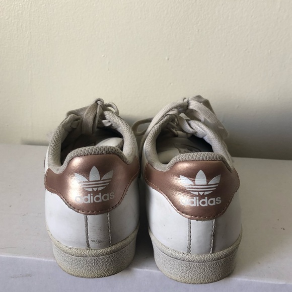 Adidas Rose Gold & White Superstar Sneakers - Picture 6 of 9